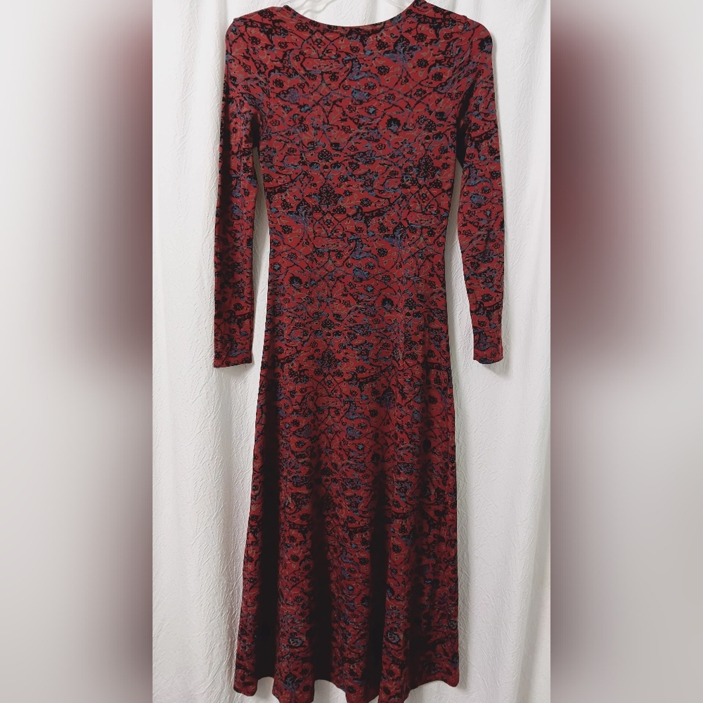 Peruvian Connection Souk Maxi Long Sleeve  Dress Vining Floral Print Size XS - Picture 3 of 12